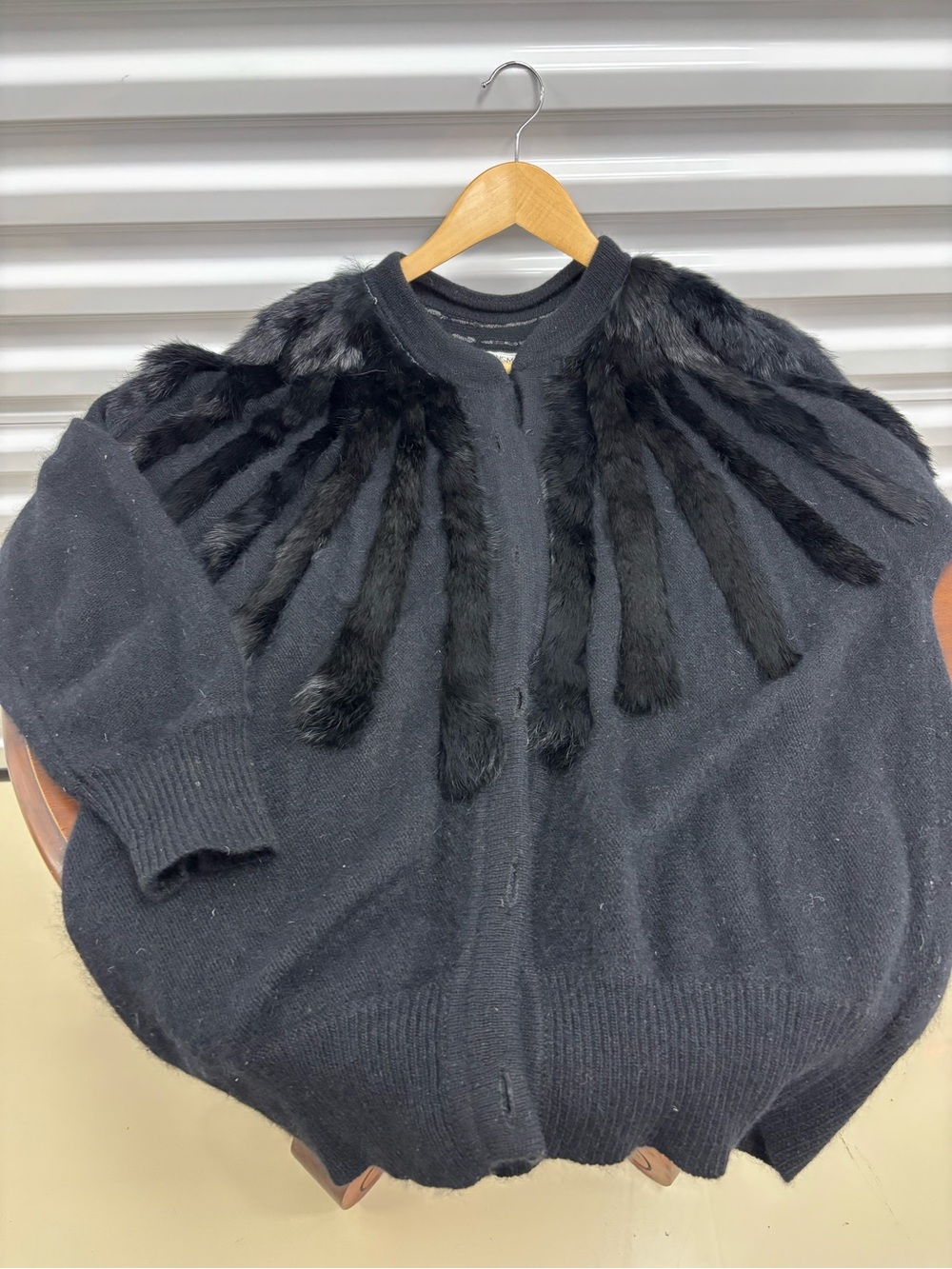 Black Rabbit Fur Trim cardigan